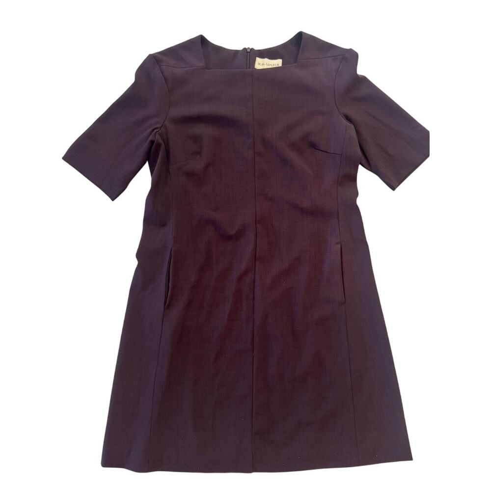 M.M. LaFleur Emily Dress 14 Burgundy Aubergine Plum Pockets Sheath Career MM
